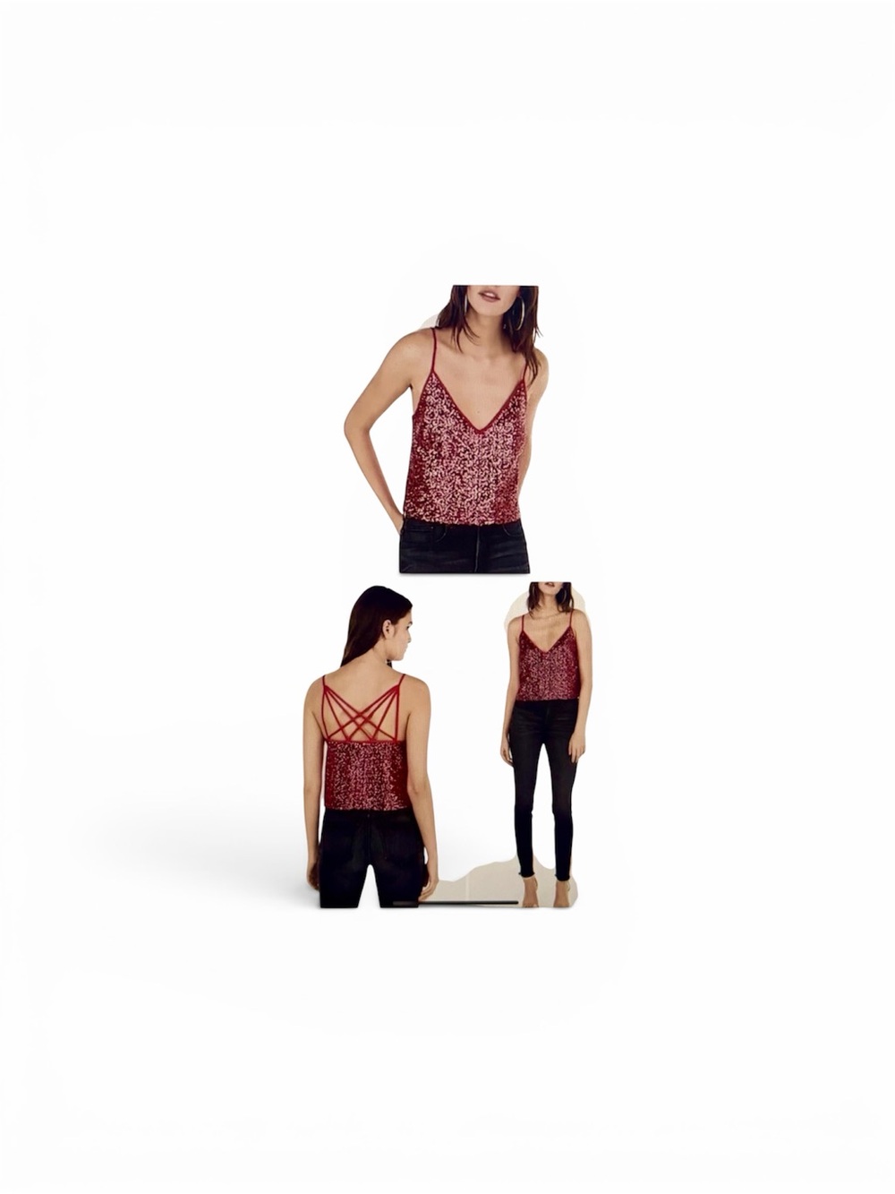 Express X Olivia Culpo Sequin Crop Top Womens Large New